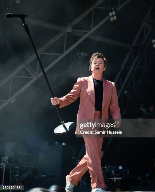 Rick Astley performs on the Pyramid Stage at Day 4 of Glastonbury Festival 2023 on June 24, 2023 in Somerset, United Kingdom.