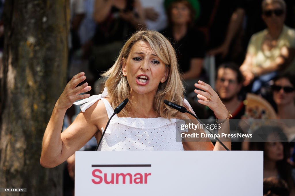 Yolanda Diaz Participates In An Event Of Sumar In Madrid.