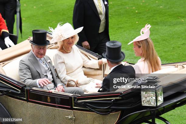 King Charles III and Queen Camilla attend day five of Royal Ascot 2023 at Ascot Racecourse on June 24, 2023 in Ascot, England.