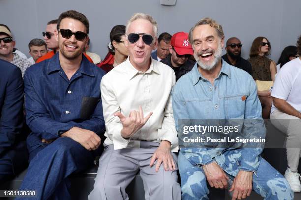 Theo James, Mike White and Murray Bartlett attend the Loewe Menswear Spring/Summer 2024 show as part of Paris Fashion Week on June 24, 2023 in Paris,...