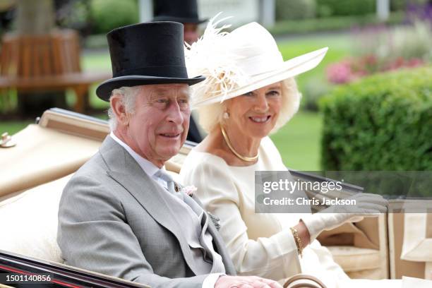 King Charles III and Queen Camilla attend day five of Royal Ascot 2023 at Ascot Racecourse on June 24, 2023 in Ascot, England.