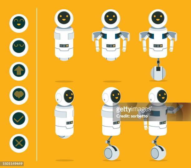robot - artificially intelligent - robotic process automation stock illustrations