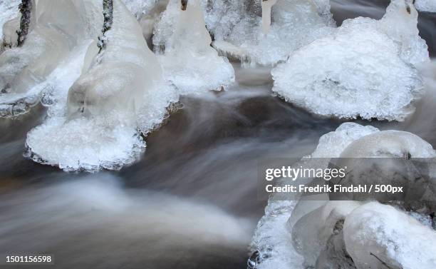high angle view of frozen sea,sweden - vatten stock-fotos und bilder