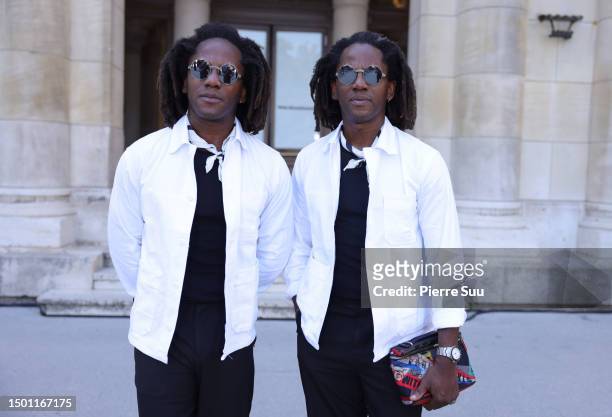 Larry Bourgeois and Laurent Bourgeois Aka "Les Twins" attend the White Mountaineering Menswear Spring/Summer 2024 show as part of Paris Fashion Week...