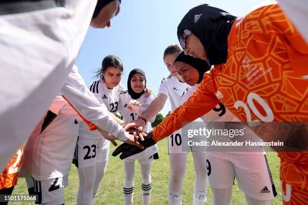 Players of United Arab Emirates prior to the Women's Team Competition 7-a-Side Bronze Medal Match match between Slovakia and United Arab Emirates at...