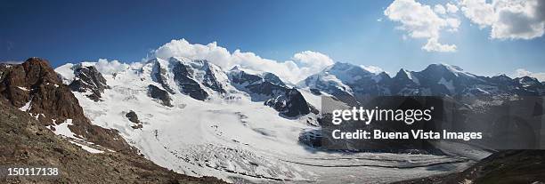 alpine mountain ridge and  glacier - piz bernina stock pictures, royalty-free photos & images