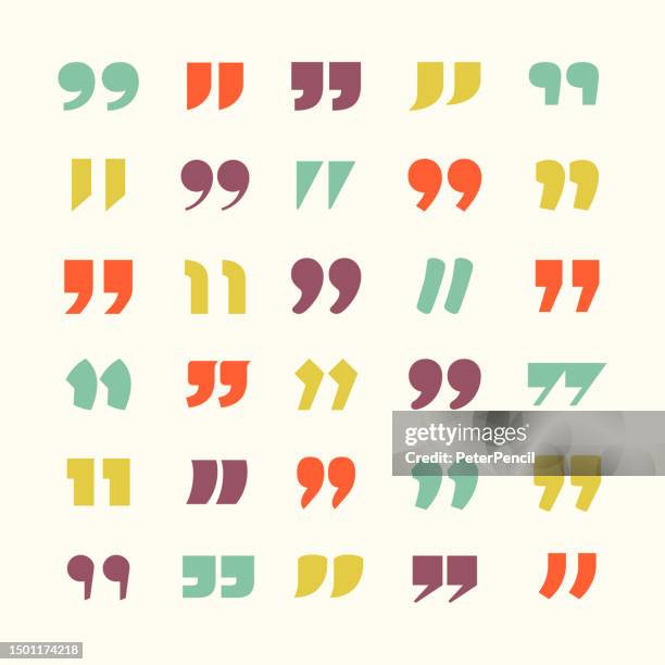 illustrazioni stock, clip art, cartoni animati e icone di tendenza di set di icone vettoriali astratte tra virgolette - citazione