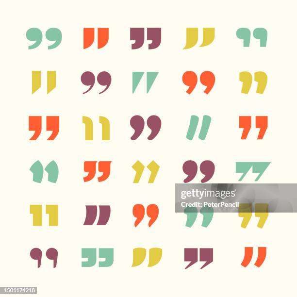 quote marks abstract vector icon set - speech marks stock illustrations