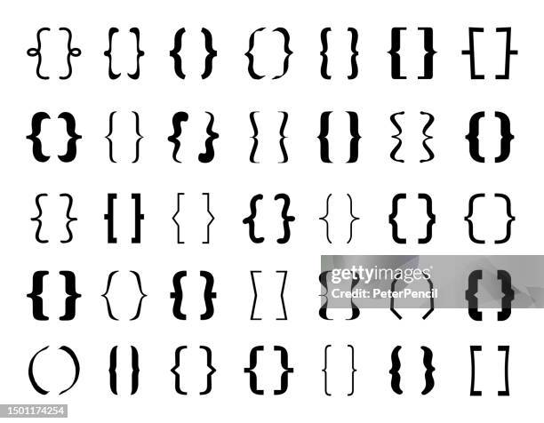 text brackets abstract vector icon set. braces. curly brackets. - curly alphabet stock illustrations