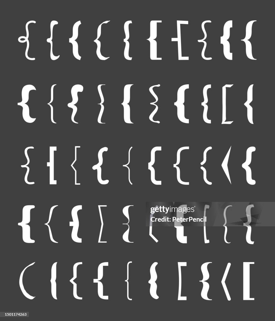 Text Brackets Abstract Vector Icon Set. Braces. Curly Brackets.
