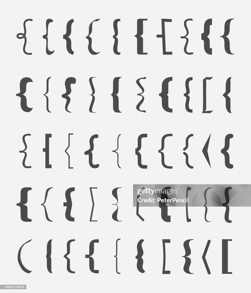 Text Brackets Abstract Vector Icon Set. Braces. Curly Brackets.