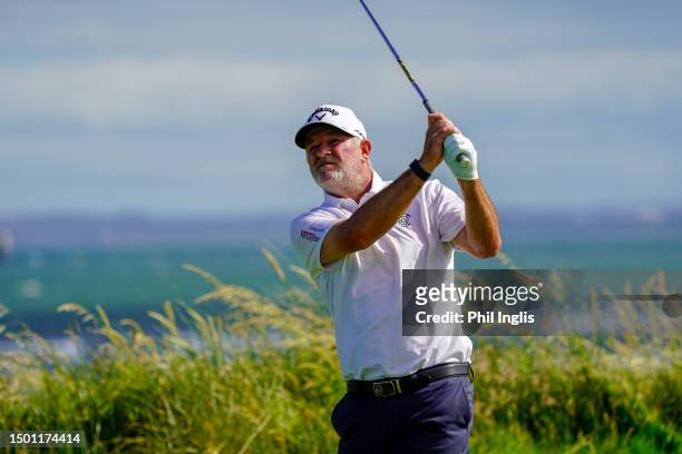 Peter Baker of England in action during Day Two of the Irish Legends 2023 at Seapoint Golf Club on June 24, 2023 in Louth, Ireland.