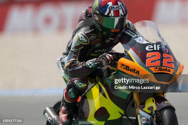 Sam Lowes of Great Britain and Elf Marc VDS Racing Team heads down a straight during the MotoGP of Netherlands - Qualifying at TT Circuit Assen on...