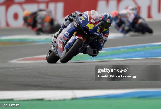 Sean Dylan Kelly of USA and American Racing roundsthe bend during the MotoGP of Netherlands - Qualifying at TT Circuit Assen on June 24, 2023 in...