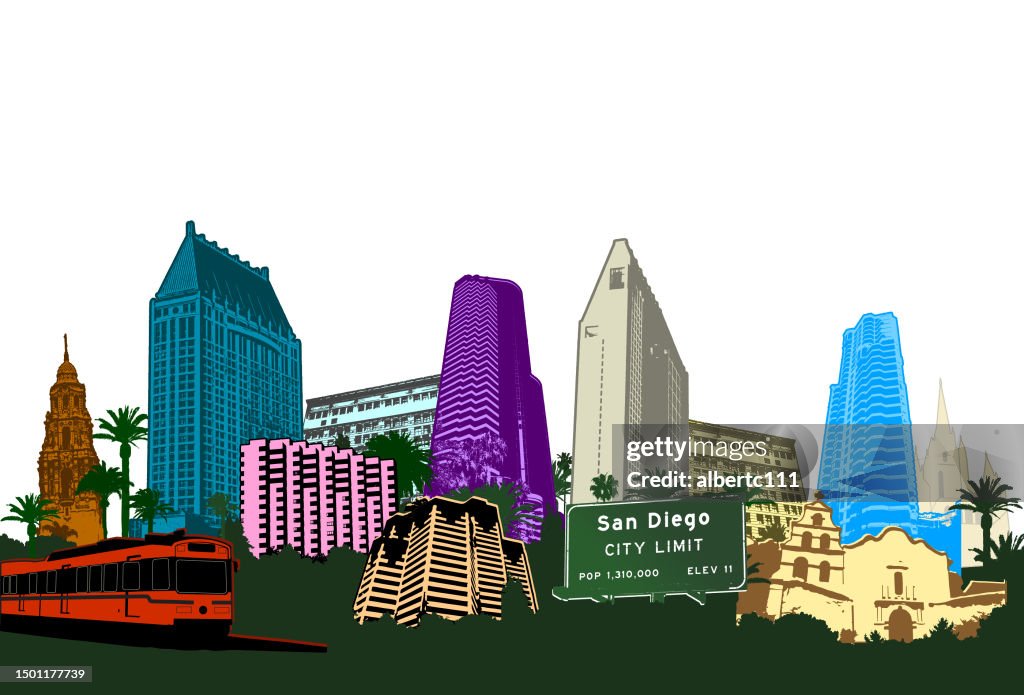Stylized San Diego Cityscape