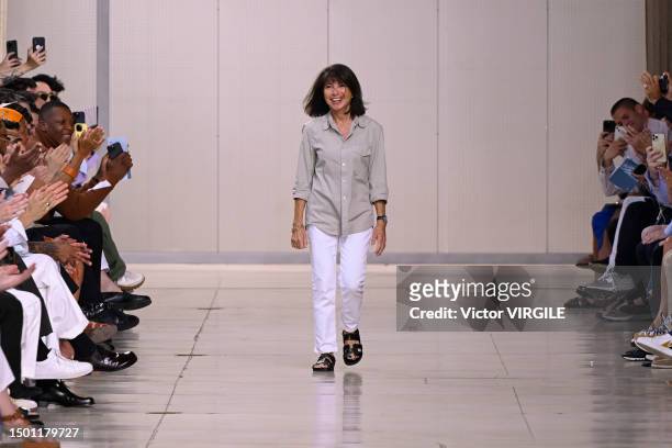 Fashion designer Veronique Nichanian walks the runway during the Hermes Ready to Wear Spring/Summer 2024 fashion show as part of the Paris Men...