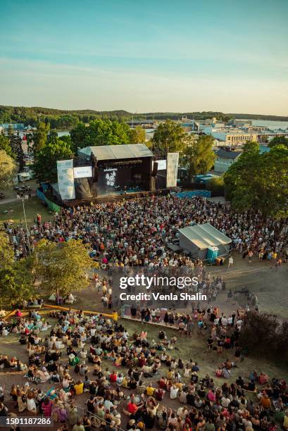 The Sounds performs at Kesärauha Festival 2023 at Linnanpuisto Park on June 18, 2023 in Turku, Finland.