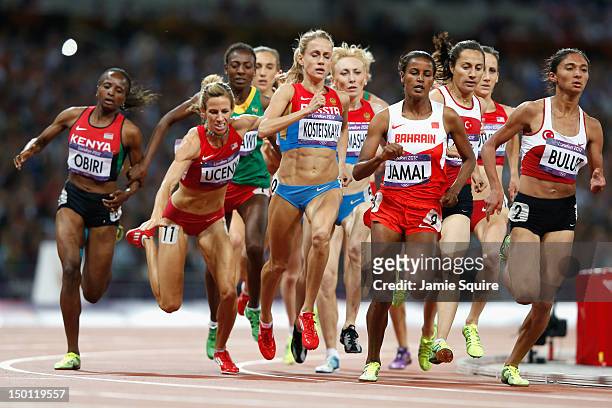 Morgan Uceny of the United States falls during the Women's 1500m Final on Day 14 of the London 2012 Olympic Games at Olympic Stadium on August 10,...