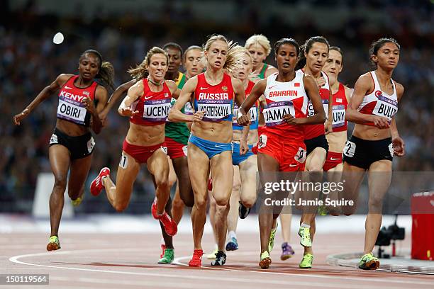 Morgan Uceny of the United States falls during the Women's 1500m Final on Day 14 of the London 2012 Olympic Games at Olympic Stadium on August 10,...