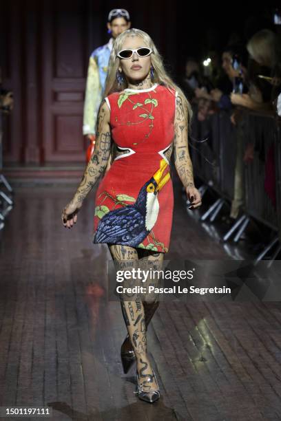 Brooke Candy walks the runway during the Marine Serre Menswear Spring/Summer 2024 show as part of Paris Fashion Week on June 24, 2023 in Paris,...