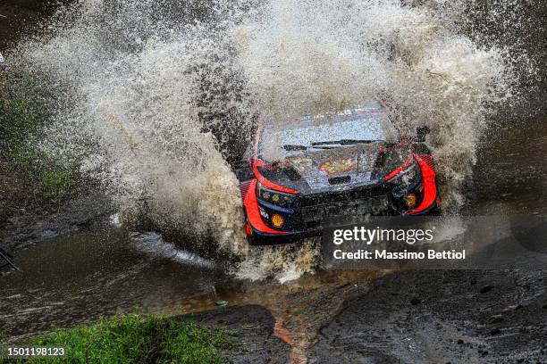 Esapekka Lappi of Finland and Janne Ferm of Finland compete with their Hyundai Shell Mobis WRT Hyundai i20 N Rally1 Hybrid during Day Three of the...