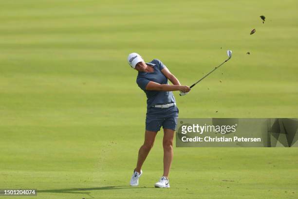 Lee-Anne Pace of South Africa hits from the 17th fairway during the third round of the KPMG Women's PGA Championship at Baltusrol Golf Club on June...