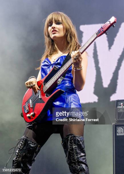 Victoria De Angelis of Maneskin performs at Day 4 of Glastonbury Festival 2023 on June 24, 2023 in Glastonbury, England.