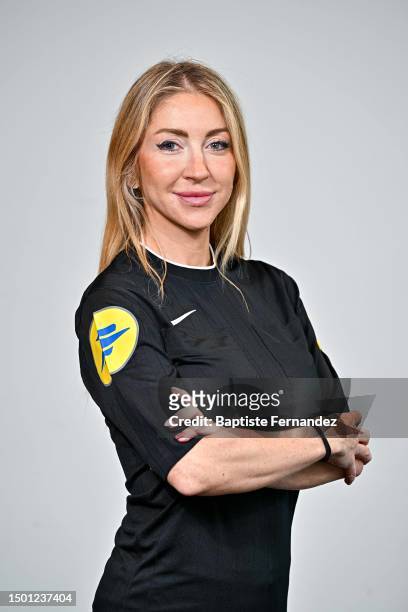 Manuela NICOLOSI poses for a picture during the media day to present the French referees called for the FIFA Women World Cup 2023 on July 4, 2023 in...