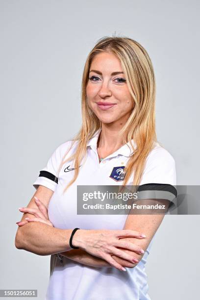 Manuela NICOLOSI poses for a picture during the media day to present the French referees called for the FIFA Women World Cup 2023 on July 4, 2023 in...