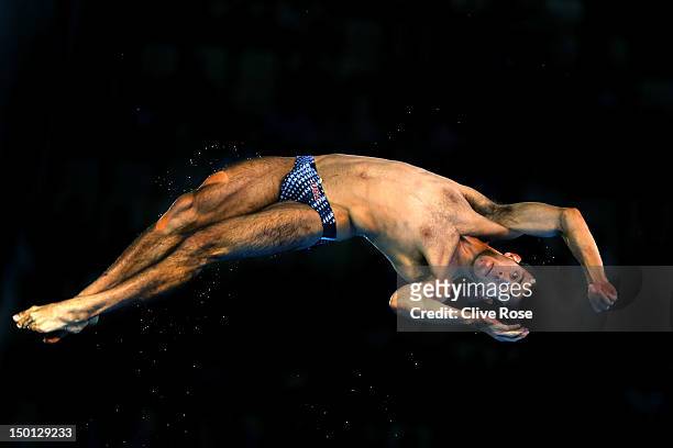 Nicholas Mccrory of the United States competes in the Men's 10m Platform Diving Preliminary on Day 14 of the London 2012 Olympic Games at the...