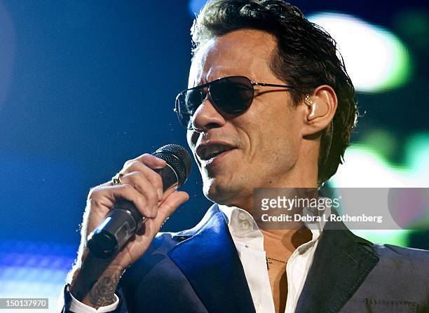 Singer Marc Anthony performs at Izod Center on August 10, 2012 in East Rutherford, New Jersey.
