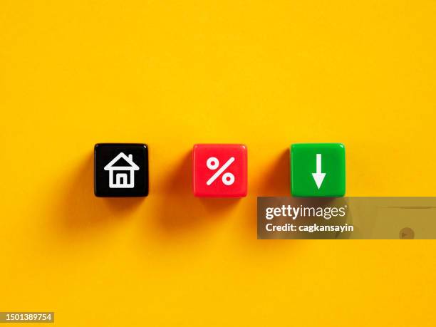 Falling house prices or low mortgage interest rates. Real estate prices, loans or rentals. Low cost percentage.