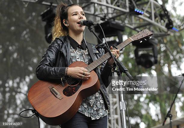Nanna Bryndís Hilmarsdóttir with Of Monsters and Men performs at Day One of the Outside Lands Music & Art Festival at Golden Gate Park on August 10,...