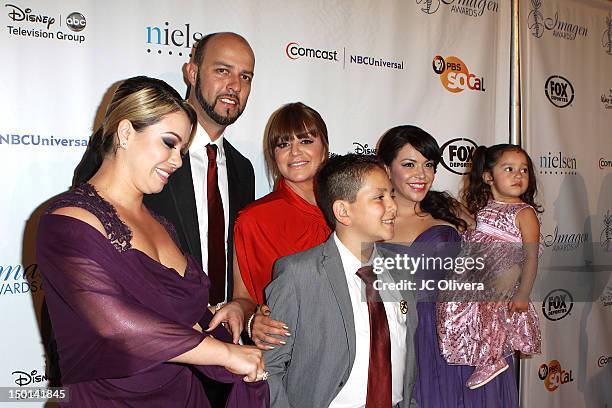 Singer Jenni Rivera and her family arrive at the 27th Annual Imagen Awards at The Beverly Hilton Hotel on August 10, 2012 in Beverly Hills,...