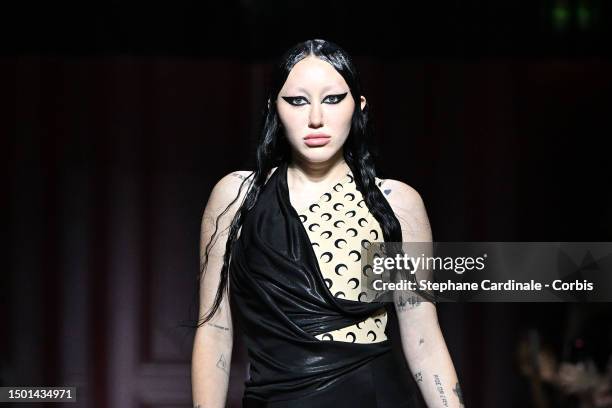 Noah Cyrus walks the runway during the Marine Serre Menswear Spring/Summer 2024 show as part of Paris Fashion Week on June 24, 2023 in Paris, France.