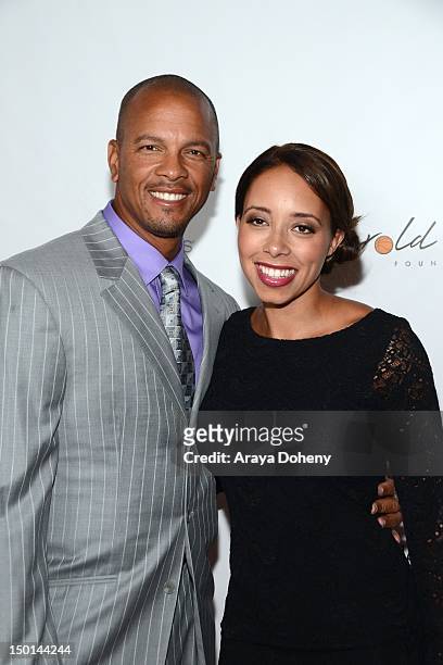 Royce Clayton and Samantha Davies arrive at the 12th Annual Harold Pump Foundation Gala at the Hyatt Regency Century Plaza on August 10, 2012 in...