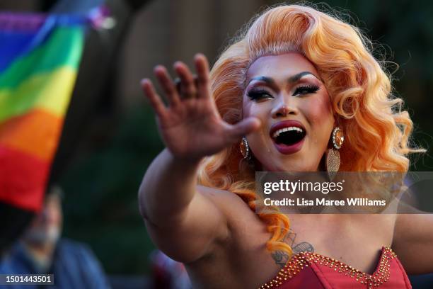 Cassandra the Queen delivered an emotional speech and performance during a Trans Rights Are Human Rights Rally at Town Hall Square on June 25, 2023...