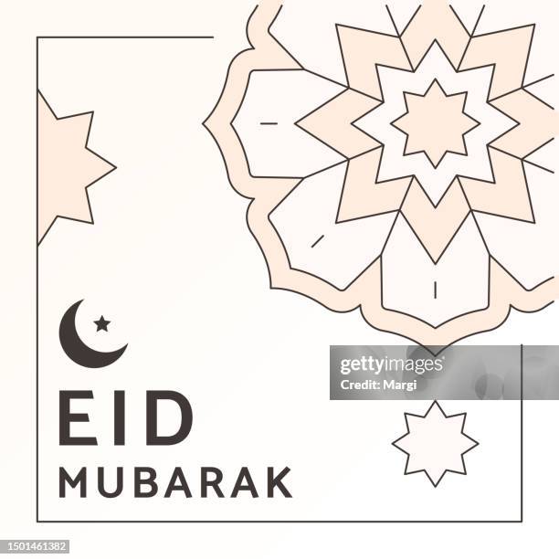 eid mubarak greeting card template - arabic caligraphy stock illustrations