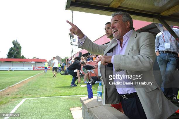 Terry Venables, technical advisor of Wembley FC, gestures during a Budweiser FA Cup Extra Preliminary Round at Vale Farm Stadium, on August 11, 2012...