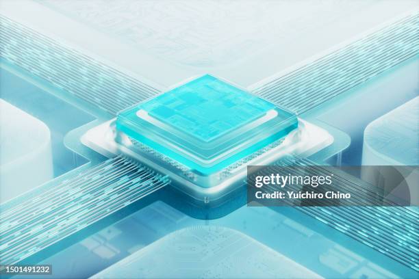 futuristic circuit board and semiconductor - quantum computing stock pictures, royalty-free photos & images
