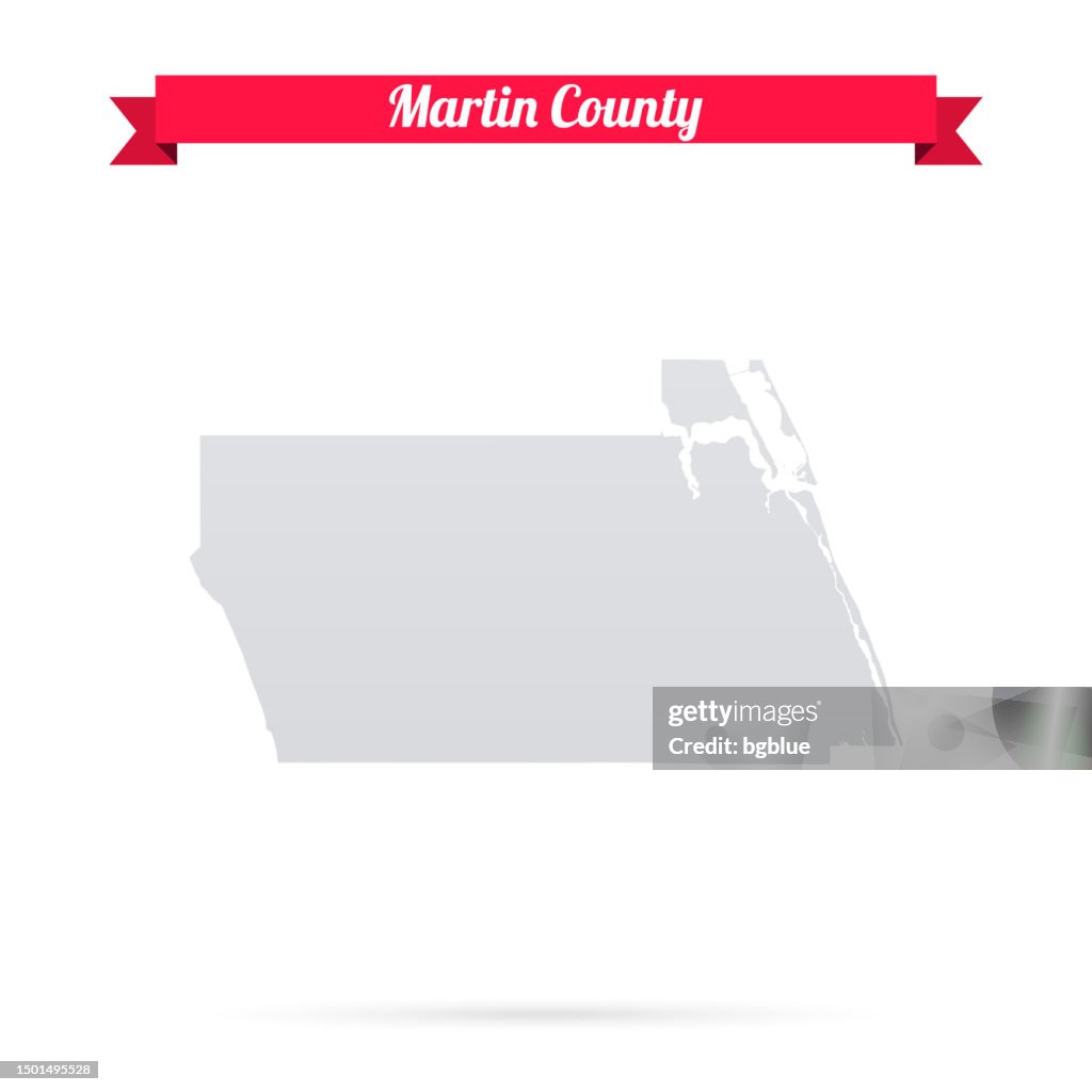 Martin County, Florida. Map on white background with red banner