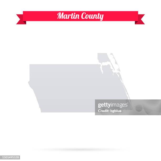 martin county, florida. map on white background with red banner - stuart florida stock illustrations