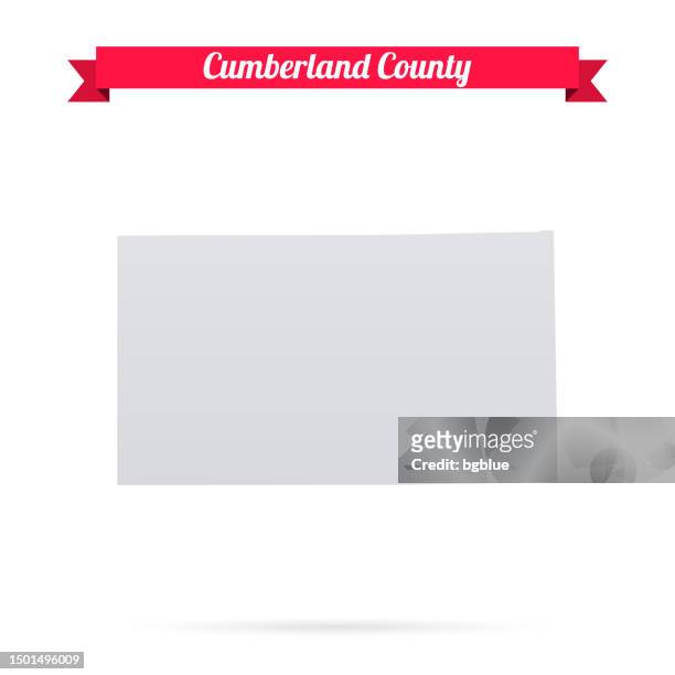 cumberland county, illinois. karte auf weißem hintergrund mit rotem banner - verwaltungsbezirk cumberland county stock-grafiken, -clipart, -cartoons und -symbole