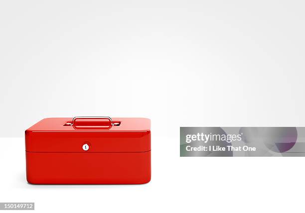 red cash security case - safety deposit box stock-fotos und bilder