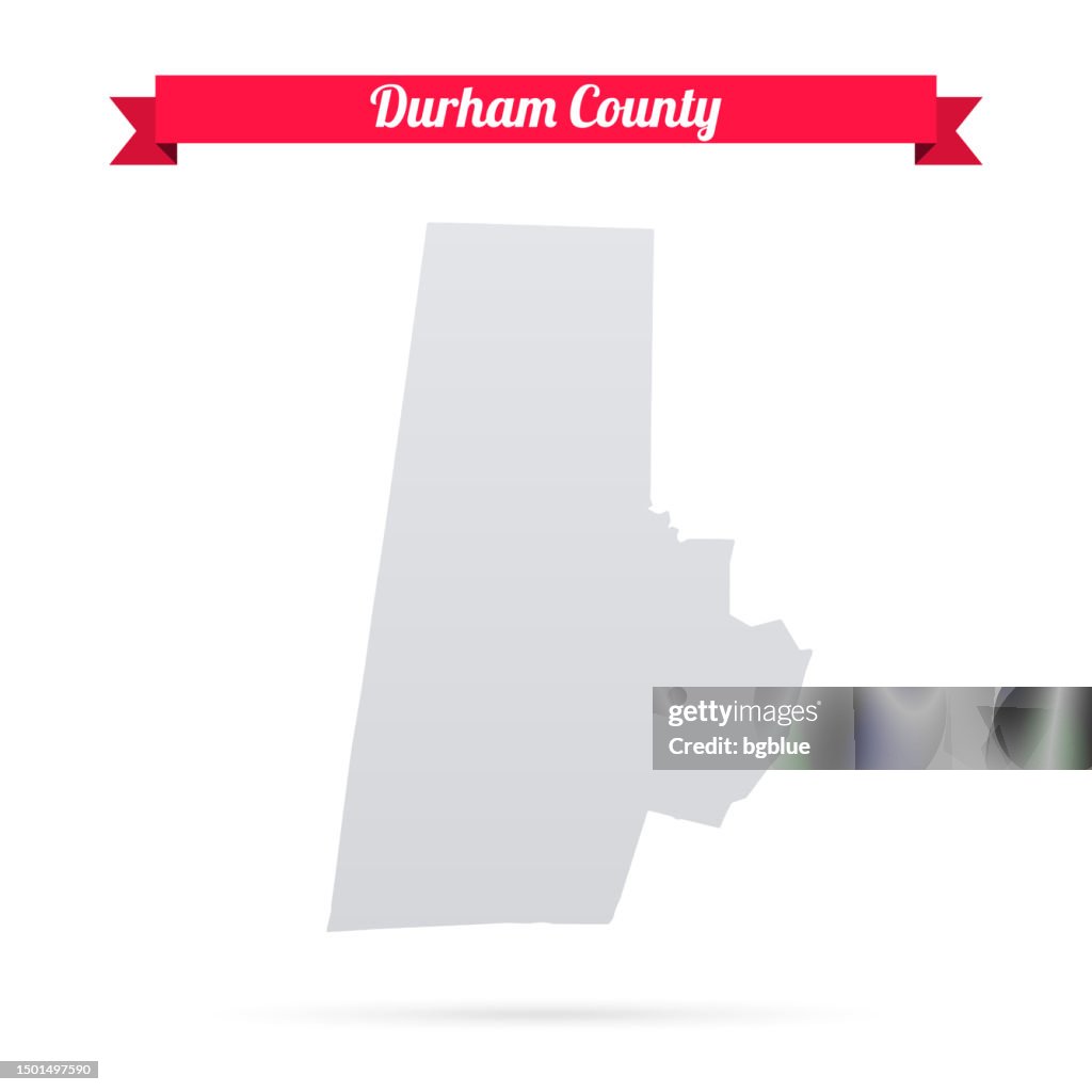 Durham County, North Carolina. Map on white background with red banner