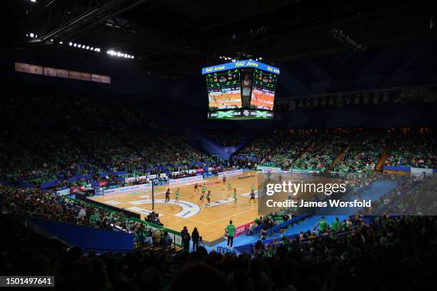 General View or RAC Arena during the Super Netball Semifinal match between Melbourne Vixens and West Coast Fever at RAC Arena, on June 25 in Perth,...