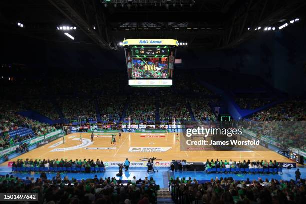 General View or RAC Arena during the Super Netball Semifinal match between Melbourne Vixens and West Coast Fever at RAC Arena, on June 25 in Perth,...