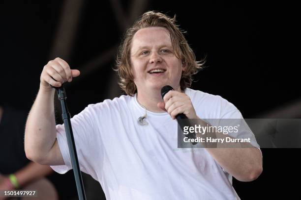 Lewis Capaldi performs on The Pyramid Stage at Day 4 of Glastonbury Festival 2023 on June 24, 2023 in Glastonbury, England.