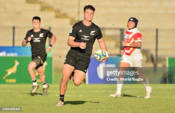 Macca Springer of New Zealand during the World Rugby U20 Championship 2023, group A match between New Zealand and Japan at Danie Craven Stadium on...