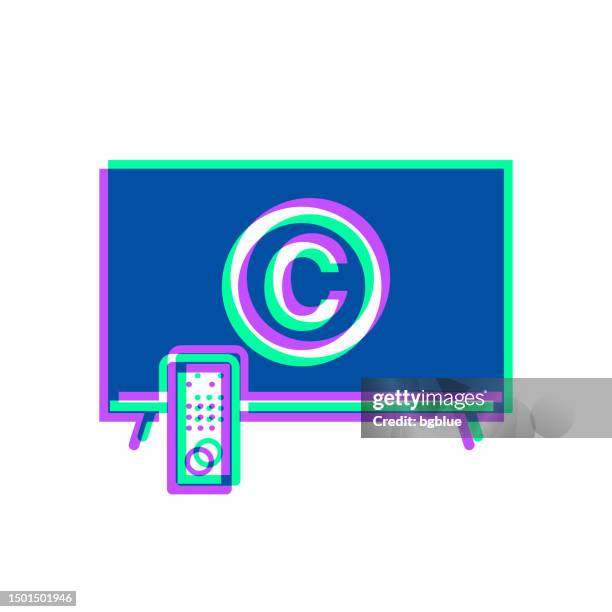tv with copyright symbol. icon with two color overlay on white background - copyright symbol transparent background stock illustrations
